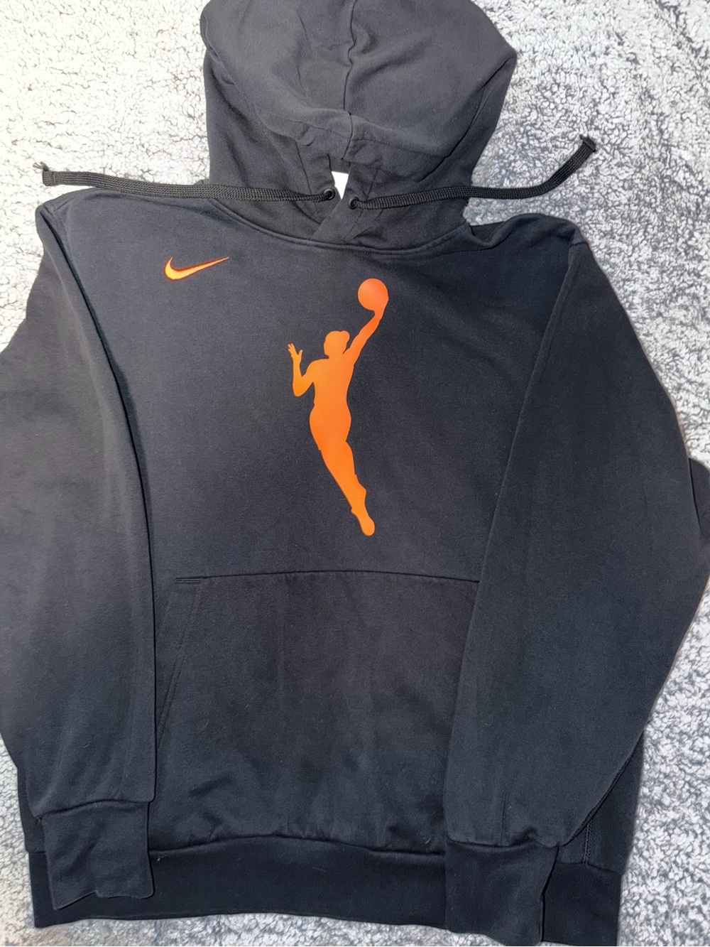 Nike Women’s Black Hoodie with Orange Basketball Silhouette